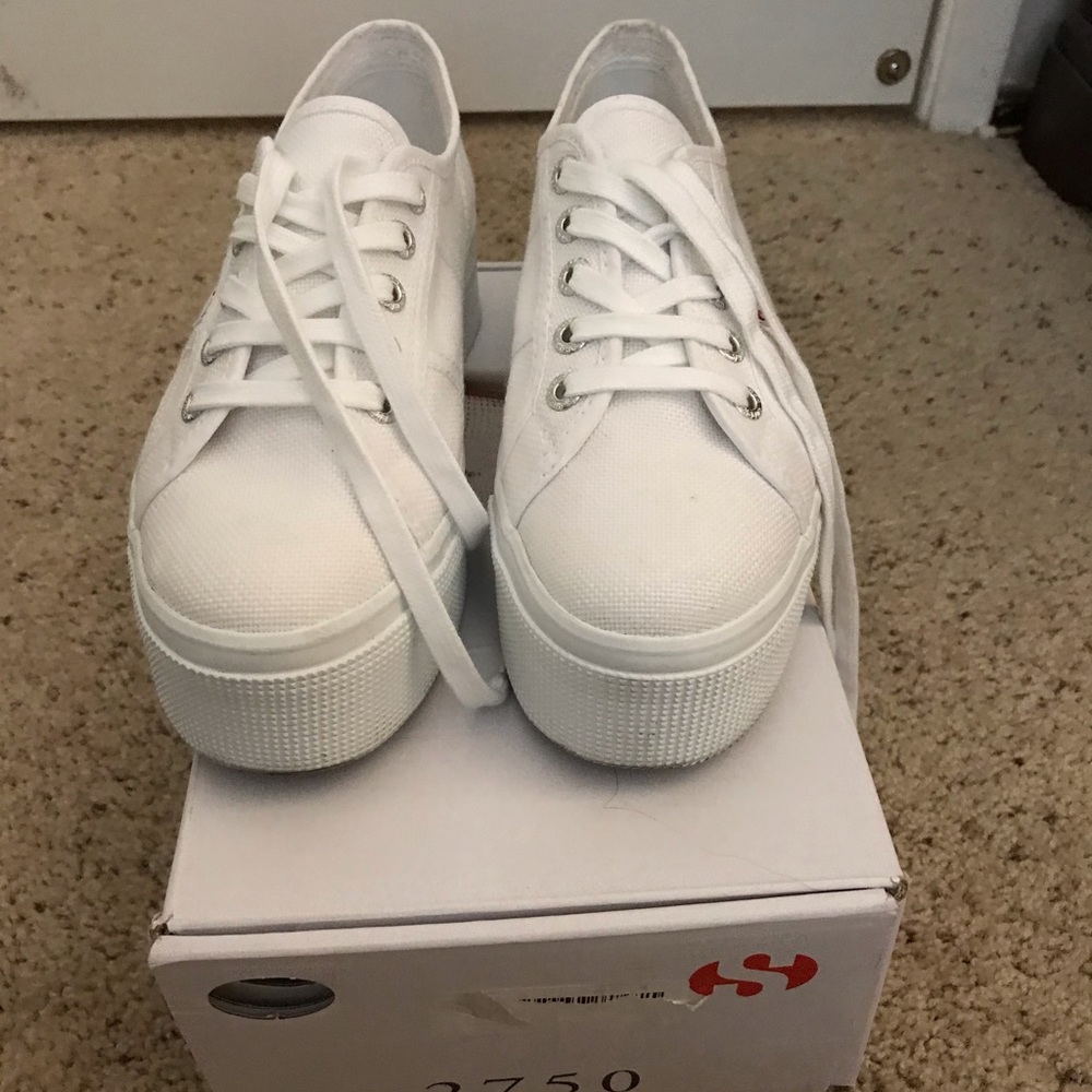 superga platform white sneakers